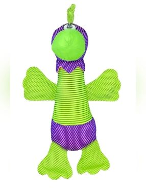 Multipet “Rufus the Rooster” Dog Toy 15” | Squeaky Crinkle Plush | Green Purple